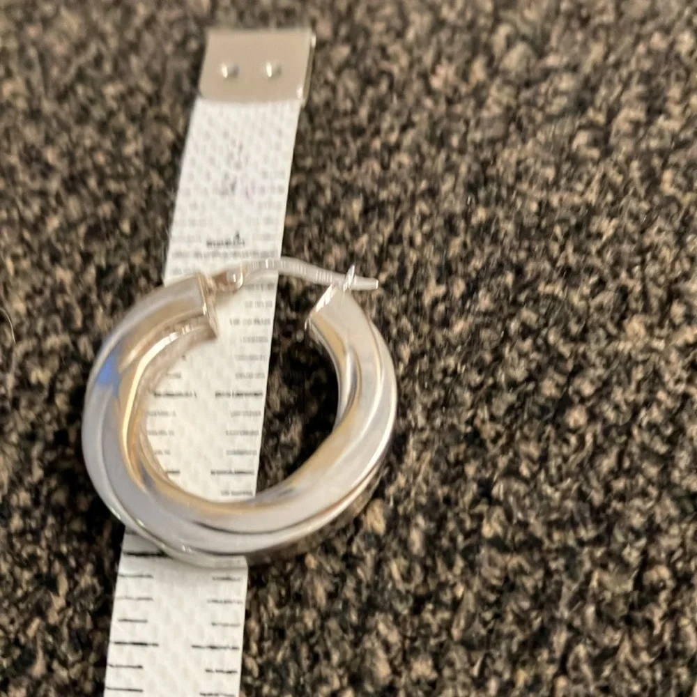 FINAL SALE 14k white gold hoops. - Picture 3 of 5